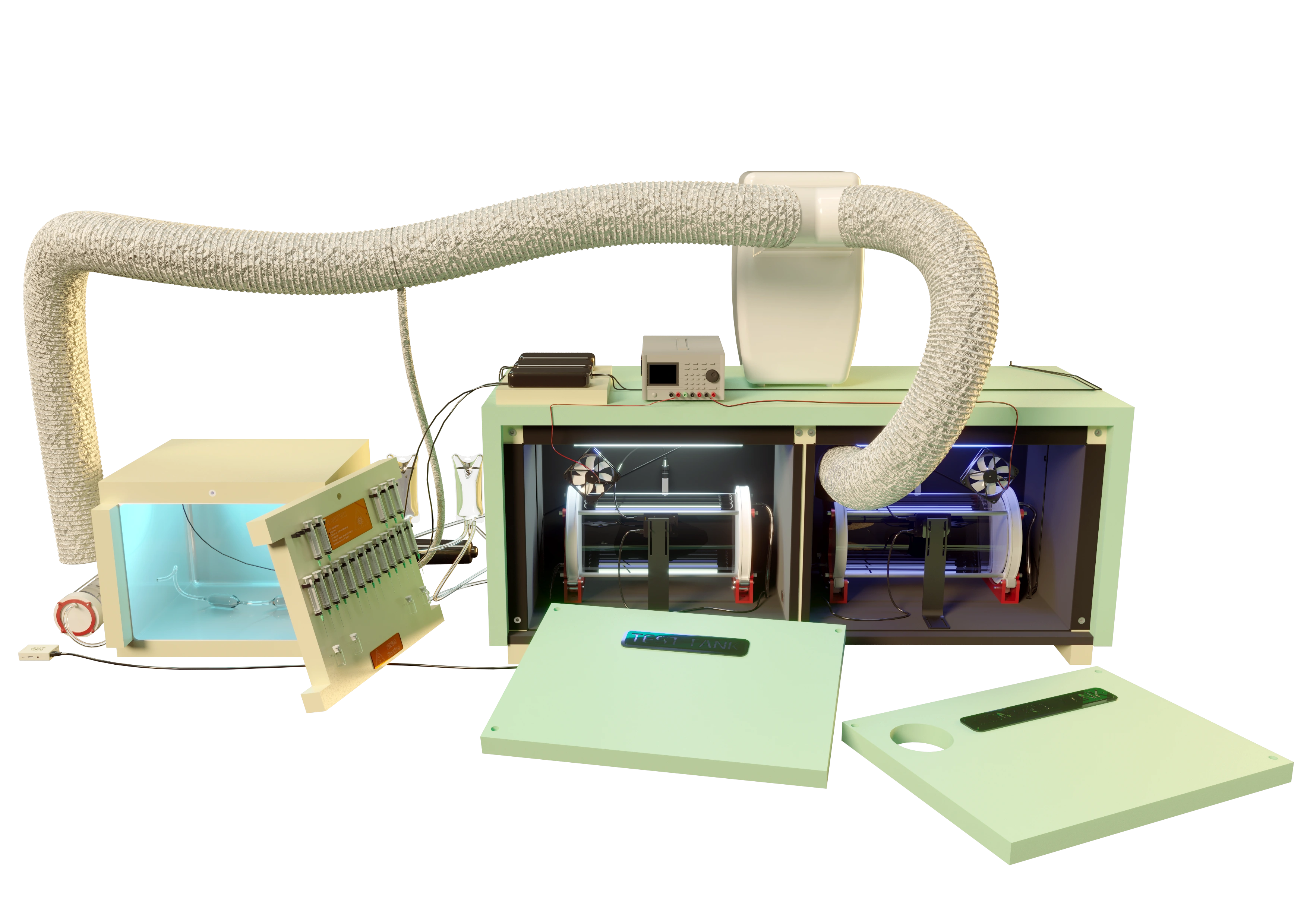 Custom research setup for controlled testing of archaeological maritime wood in conservation science and museology.